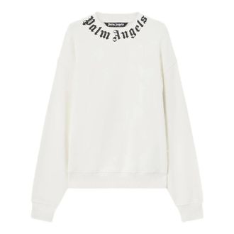 Palm Angels Sweatshirts, male, White, Size: S Neck Logo Regular Crew