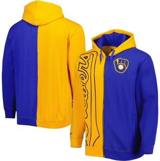 Mitchell & Ness Mens Mitchell & Ness Gold/Royal Milwaukee Brewers Fleece Full-Zip Hoodie at Nordstrom, Size Small