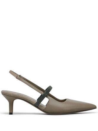 Brunello Cucinelli Slingback pumps met bandje - Bruin