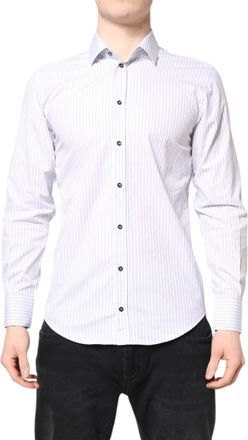 Dolce & Gabbana White Striped Cotton MARTINI Men Dress Mens Shirt (Pre-Owned)