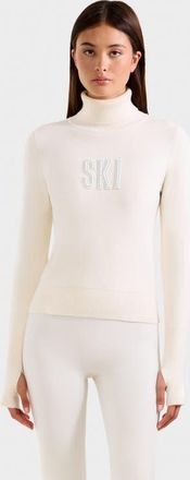 Rudsak Novie Knit Embellished Ski Logo Turtleneck Sweater in Vanilla at Nordstrom, Size X-Small