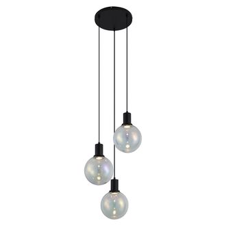 QAZQA Qazqa L&aacute;mpara Colgante De Dise&ntilde;o Negra Con Cristal Arco&iacute;ris