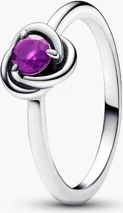 Pandora Womens February Purple Eternity Circle Ring In Silver