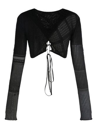 Roberta Einer long-sleeve lace-up top - Black