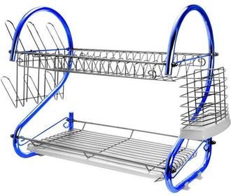 MegaChef 16 Inch Two Shelf Iron Wire Dish Rack in Blue at Nordstrom