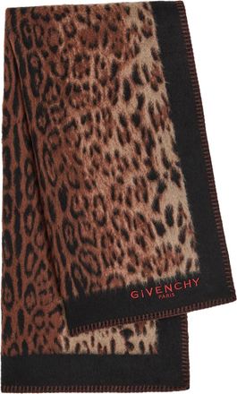 Givenchy Leopard-print Brushed Wool Scarf - Brown - One Size