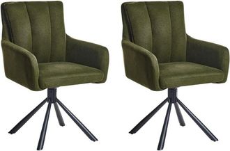 Beliani Set of 2 Dining Chairs Swivel SARDOAL Dark Green