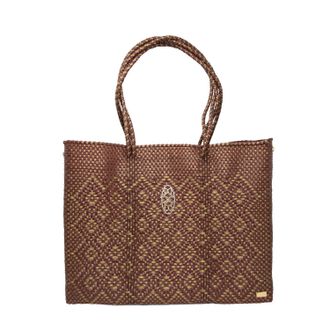Lola's Bag Womens Travel Handmade Aztec Tote Bag With Clutch In Burgundy/gold