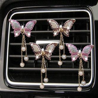 OEM 4 Clips Ambientadores De Mariposa Brillantes Para Rejillas De Ventilaci&oacute;n Del Coche, Linda Decoraci&oacute;n Para El Coche