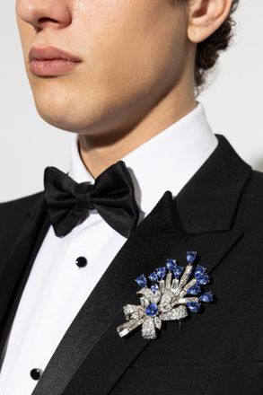 Dolce & Gabbana Brooch With Shimmering Crystals, Mens, Silver