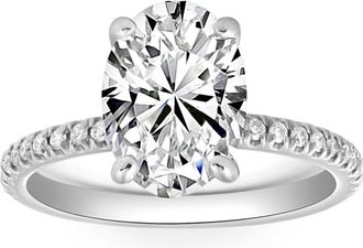 Pompeii3 3 1/2Ct Oval Diamond Engagement Accent Ring 14k White Gold Lab Grown