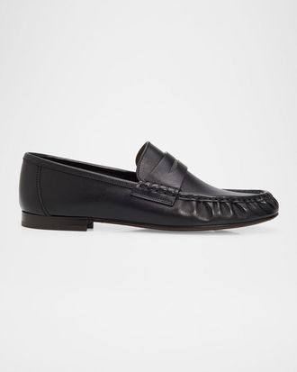 Brunello Cucinelli Cinched Leather Penny Loafers