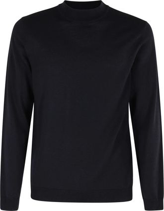 Roberto Collina Blauwe Trui Lange Mouwen - Heren - Coltruien - Blauw - 2XL - Wol - Truien & Vesten