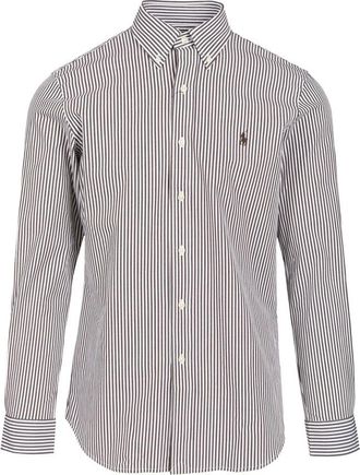 Polo Ralph Lauren Overhemden, Heren, Veelkleurig, S, Katoen, Custom-fit Gestreepte Katoenen Overhemd