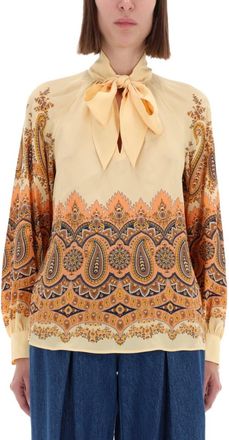 Etro Multicolor Paisley Band Collar Top