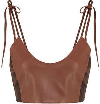 8 by YOOX LEATHER STRINGS BRALETTE TOP