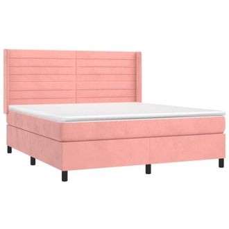 vidaXL Vidaxl - Cama Box Spring Colch&oacute;n Y Led Terciopelo Rosa 180x200 Cm