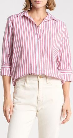 Beach Lunch Lounge Belly Cotton Shirt in Cherry Macaron at Nordstrom, Size X-Small