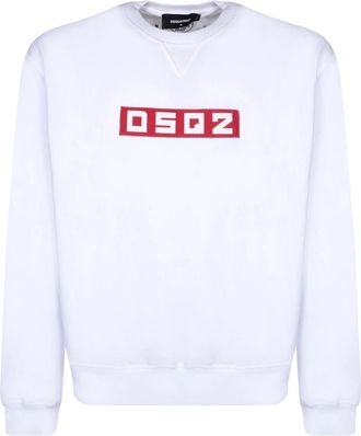 Dsquared2 klein bloklogo wit sweatshirt