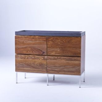 Tikamoon Mueble de baño de palisandro macizo y piedra de lava de 120 cm