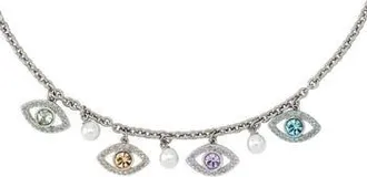 Kurt Geiger Pav&eacute; Evil Eye Charm Necklace in Silver Multi at Nordstrom Rack