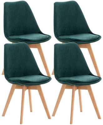 Clp Clp - Set De 4 Sillas De Comedor Linares Verde Terciopelo