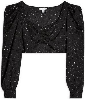 Topshop SPOT BUTTON PRAIRIE BLOUSE