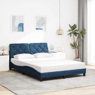 vidaXL Cama Sin Colch&oacute;n Tela Azul 140x200 Cm Vidaxl