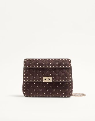 Valentino Garavani Borsa Media Valentino Garavani Rockstud Spike In Suede Donna EBANO UNI