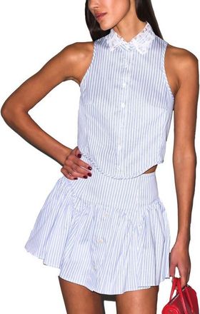 Fleur du Mal Poplin Garter Skort in East Hampton Stripe at Nordstrom, Size X-Small