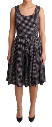 Dolce & Gabbana Womens Floralprint Cotton Poplin Dress Aline Midi - Dark Grey - Size EU 40 (Womens)