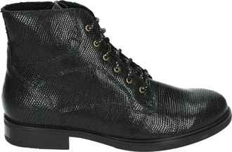 Durea Sportieve Mid Damesschoenen Zwart - Dames - Veterlaarzen - Zwart - 38 EU - Leer - Schoenen
