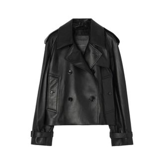 Burberry Cropped Leather Mayfair Trench Jacket - female - Burberry - Leather Jackets - Black - 2XS - Jackets