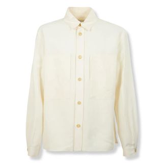 Laneus Casual Shirts, male, White, Size: M Two-Pocket Overshirt