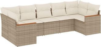 vidaXL Vidaxl - Set Sof&aacute;s De Jard&iacute;n 7 Piezas Y Cojines Rat&aacute;n Sint&eacute;tico Beige