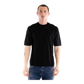 Paolo Pecora Tops, Heren, Zwart, L, Katoen, T-shirt met ronde hals