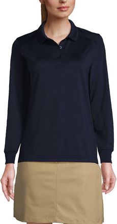 Lands End School Uniform Long Sleeve Rapid Dry Polo Shirt in Classic Navy at Nordstrom, Size X-Large