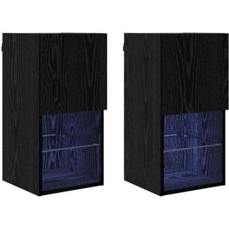 vidaXL Wall-mounted TV Cabinets 2 pcs Black Oak 30.5 x 30 x 60 cm vidaXL
