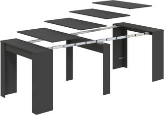 Dmora Consolle Compton, Tavolo da pranzo allungabile, Tavolo con allunghe multiuso estensibile fino a 10 posti, 51/237x90h78 cm, Antracite, con imballo