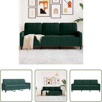 vidaXL Divano in velluto - Divano a 3 Posti Verde Scuro 180 cm in Velluto