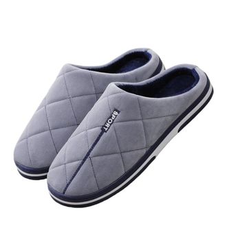 Generic Fall and Winter Mens Cotton Slippers Extra Large Size Plus Size Home Cotton Shoes for Warmth and Platform Soles(Grey 01,42-43)