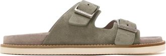 Brunello Cucinelli double-buckle suede sandals - Green