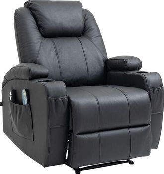 Clp Sillón Hepler con función de masaje Cuero auténtico Negro