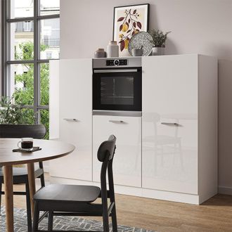 Vicco Bloque De Cocina R-line, Blanco Alto Brillo/blanco, 180 Cm Sin Encimera
