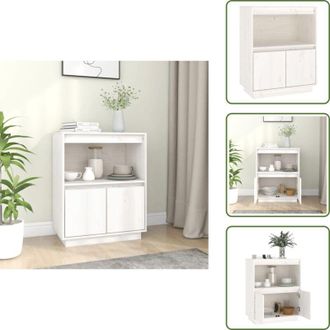 vidaXL The Living Store Credenza Bianca 60x34x75 cm in Legno Massello di Pino - Credenza bianca