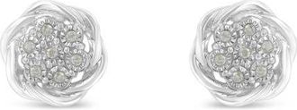 House of Brilliance Silver Diamond Swirl Cluster Stud Earrings in White at Nordstrom