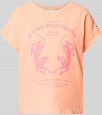 Milano Milano Italy Regular Fit T-Shirt mit Motiv-Print in Orange, Gr&ouml;&szlig;e XXL