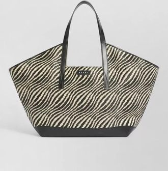 Marni zebra pattern tote bag dual handles leather