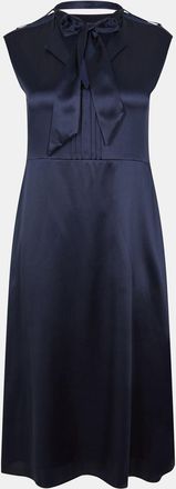 HUGO BOSS Womens Tie Neck Mini Skater Dress in Dark Blue - Size 4 UK