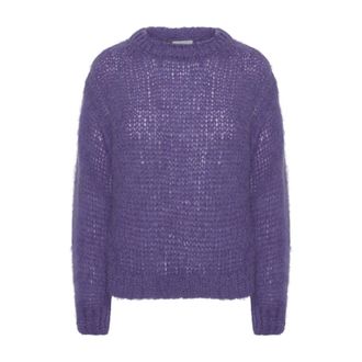 Americandreams Leonnie Alpaca Pullover - Dames - Ronde hals truien - Paars - M - Wol - Truien & Vesten